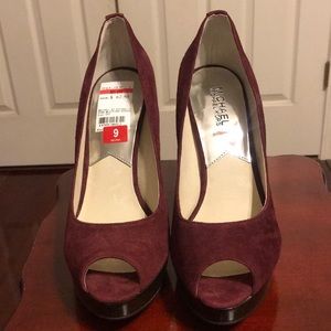 Open Toe Burgundy Heels